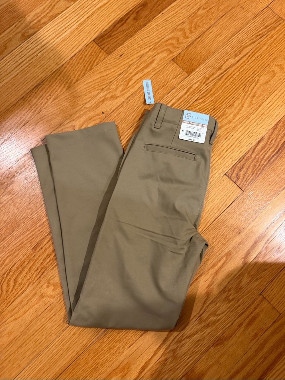 NWT Boys Class Club Khaki Dress Pants - Modern Fit- Adjustable Waist, Size 12